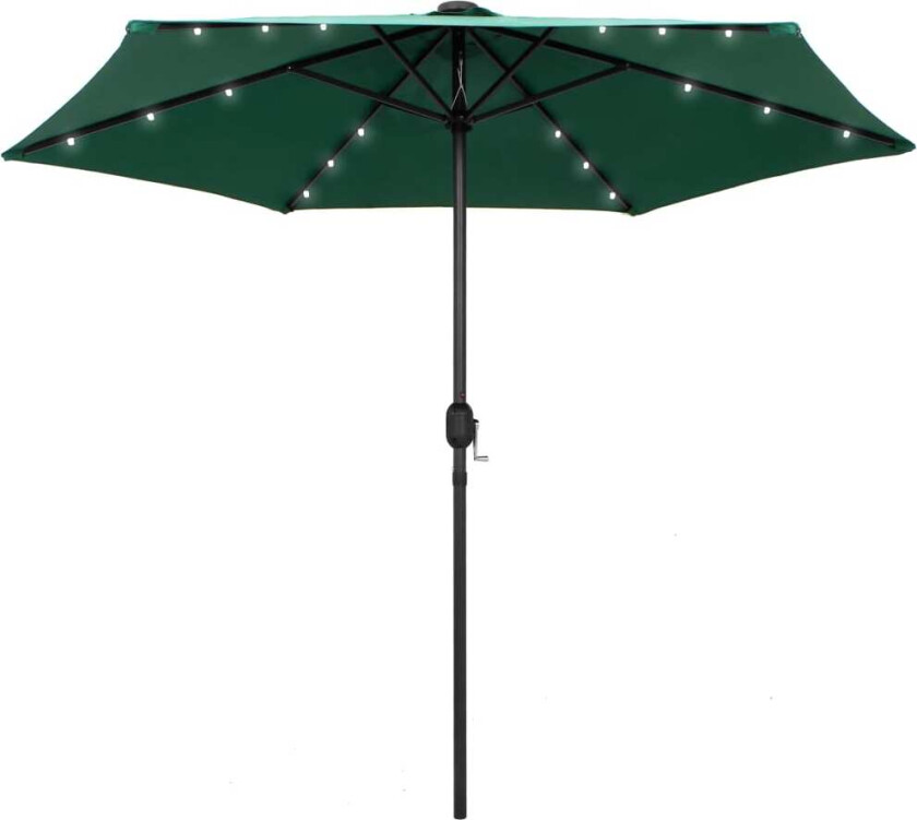Parasoll med LED-lys og aluminiumsstang 270 cm grønn