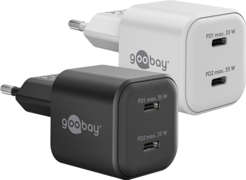 Usb-C™ Pd Gan Dobbelt Hurtigoplader Nano (35 W) Sort