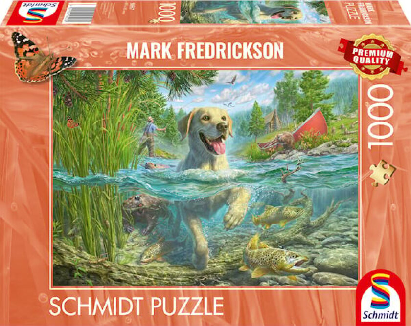 Puslespill Yellow Labrador goes fishing 1000 brikker, Schmidt
