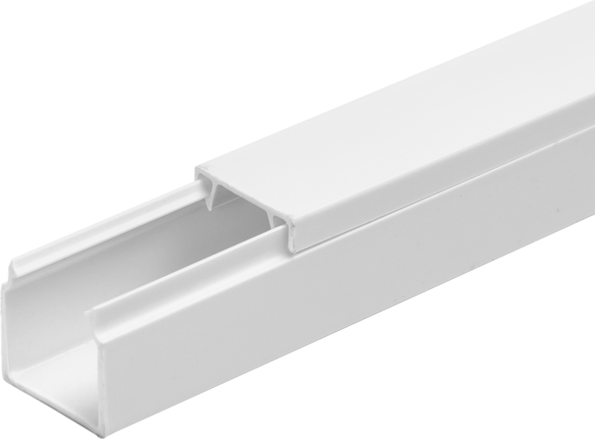 PVC-kabelkanal 16x16mm - Hvit, 2 meter med lim