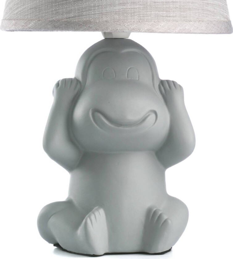Monkey bordlampe, grå, keramikk, tekstil