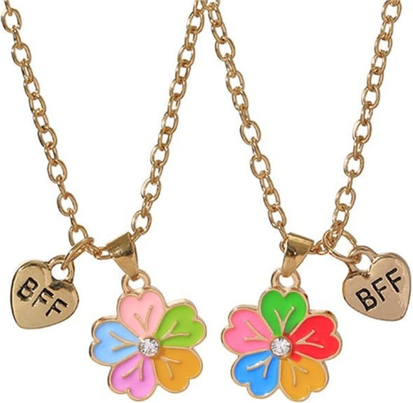 Halskjede med farget blomsteranheng Flerfarget