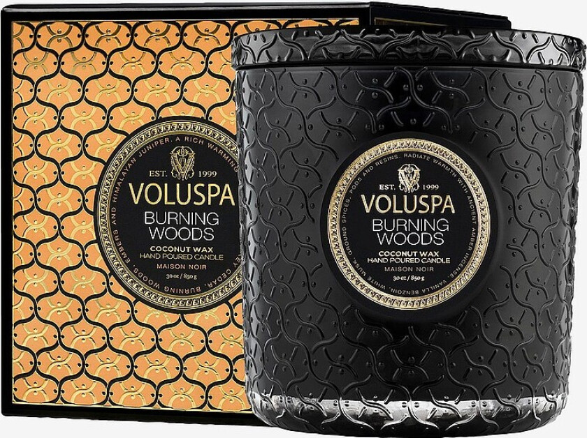 Burning Woods Boxed Luxe Jar Candle 80H - Svart