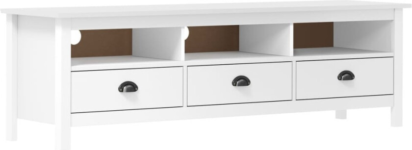 TV-benk Hill hvit 158x40x47 cm heltre furu