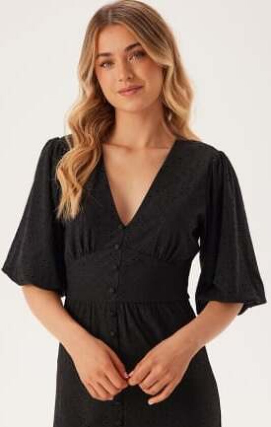 Broderie Anglaise Puff Sleeve Dress Black L