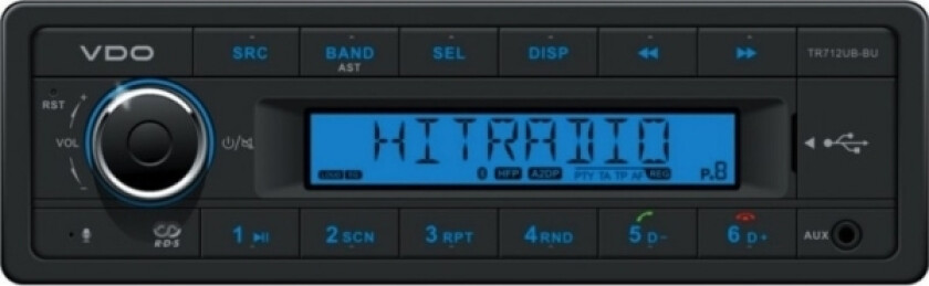Vdo Tr712ub-Bu, Svart, 1 Din, 41 W, 4.0 Kanaler, 10.25 W, Mp3, Wma