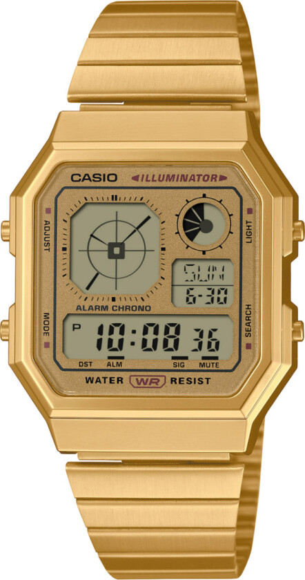 Vintage A130WEG-9AEF - Digital - Gull - Unisex - Rustfritt stål - ledd m/pin - Akryl