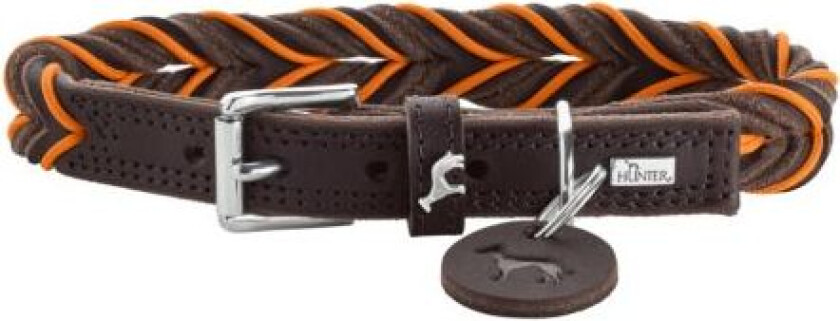 - Dogcollar Solid Education Cord S (45), dark brown/orange - (69316)