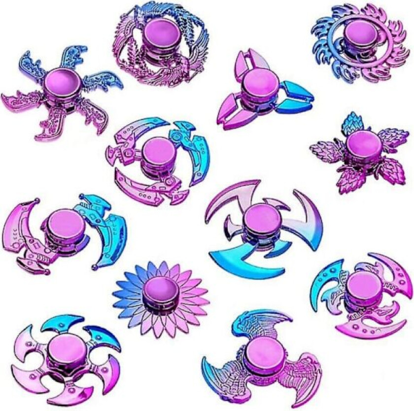 12 stk metall-lignende fidget-spinner, stressreduserende og angstdempende håndspinner, festgave til barn