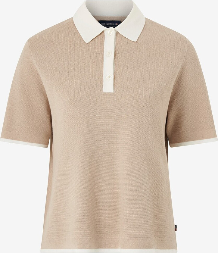 Full Milano kortermet strikket polo - Natur