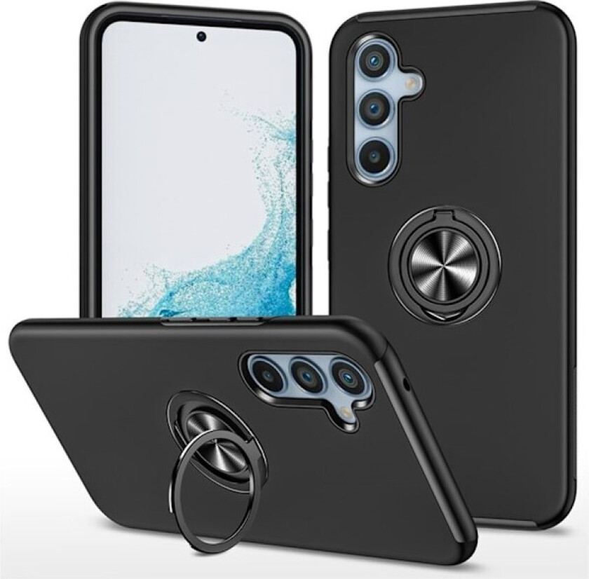 Samsung Galaxy S25 / S24 Hybrid Deksel Med Fingerring Black