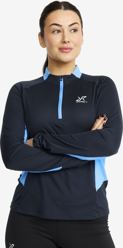 Dame > Overdeler > Skjorter & gensere, Force Light Half-zip Top Dame Navy/Azure Blue, Størrelse:S
