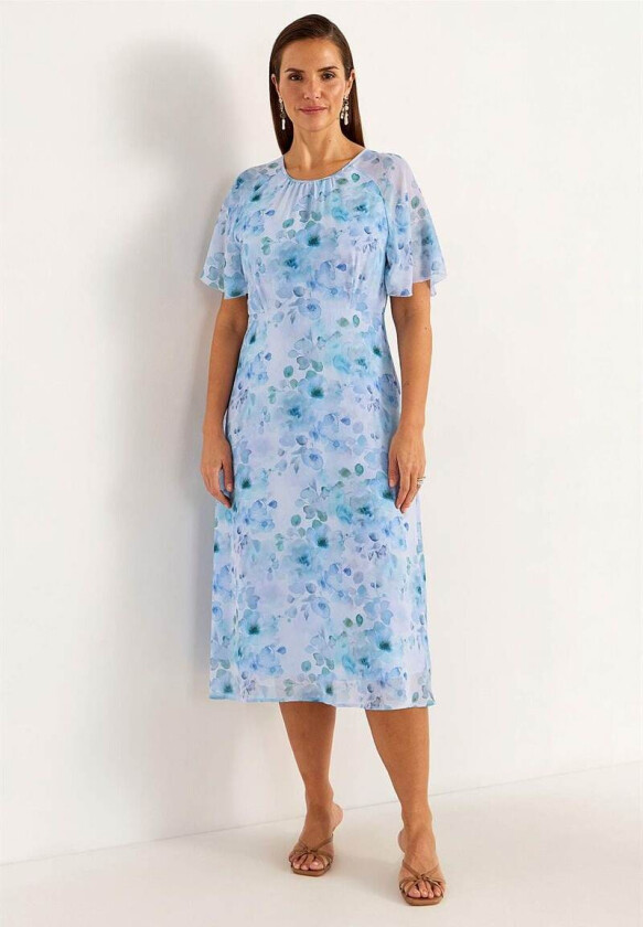 Blomstret chiffonkjole