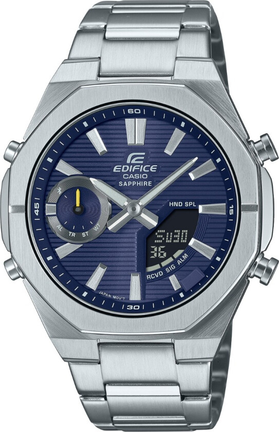 Edifice Bluetooth ECB-S10D-2AEF - Kvarts - Sølv - Herreklokker - Rustfritt stål - ledd m/pin - Safir