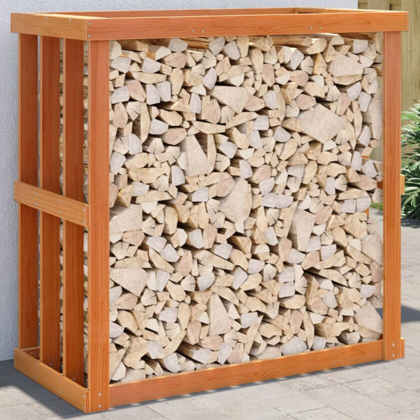 Utendørs vedstativ voksbrun 109x52x106 cm heltre furu