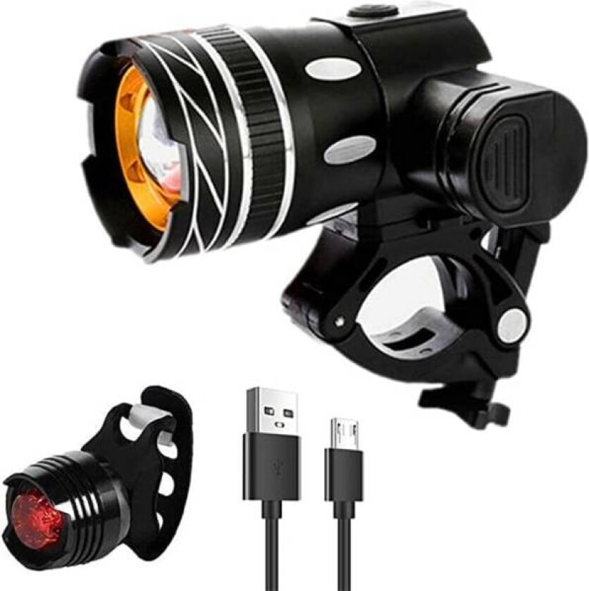15 000lm T6 LED Sykkellykt, USB Ladbar Sykkellampe, Vanntett og Skalerbar, WELLNGS