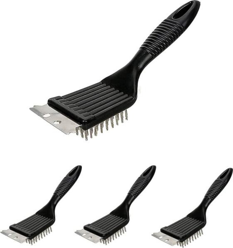 4 stk grillbørste for rengjøring, grillbørste med rustfri stålspade
