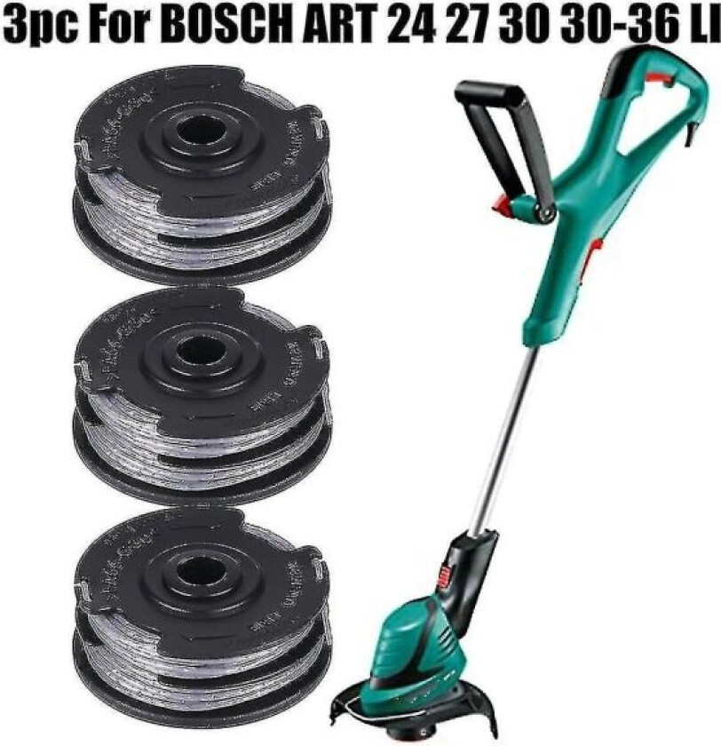 3 stk for Bosch Art 24 27 30 30-36 Li Strimmer Trimmer Cut Line Coil Matning 6m 1,6mm Reservedeler for hageredskap