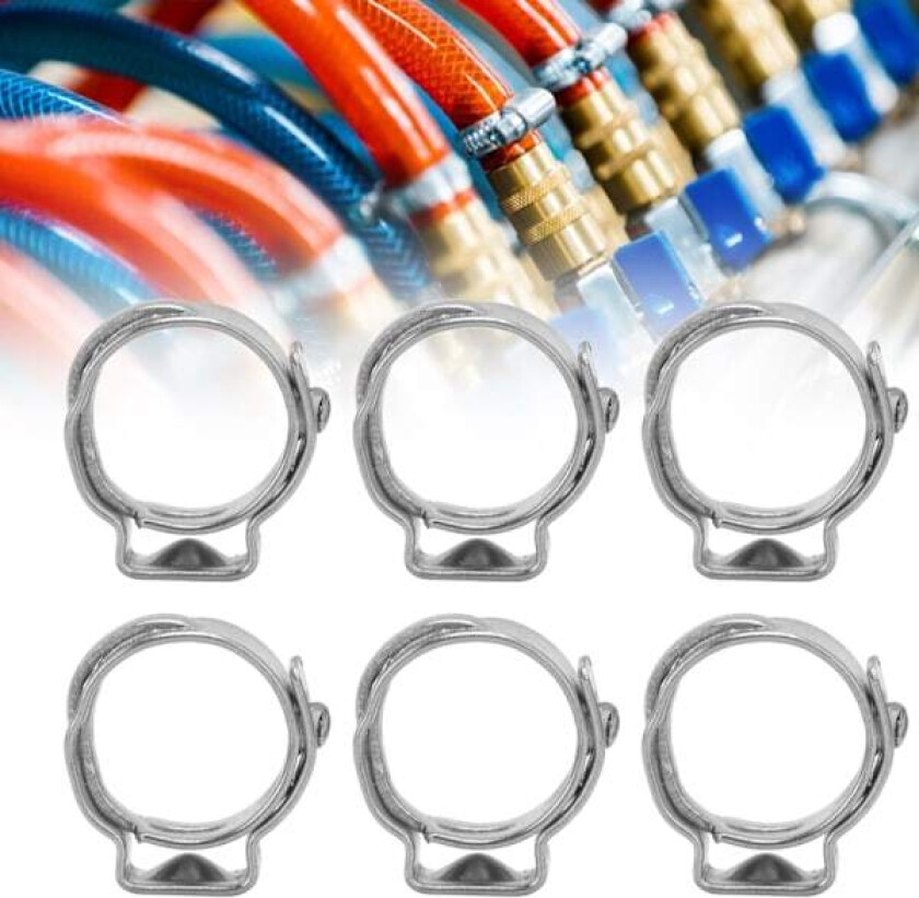 20 stk Slangeklemmer Forbedrer Korrosjonsbestandighet Justerbar Dobbeltråd Slangeklemme for Industriell 12-14,5 mm