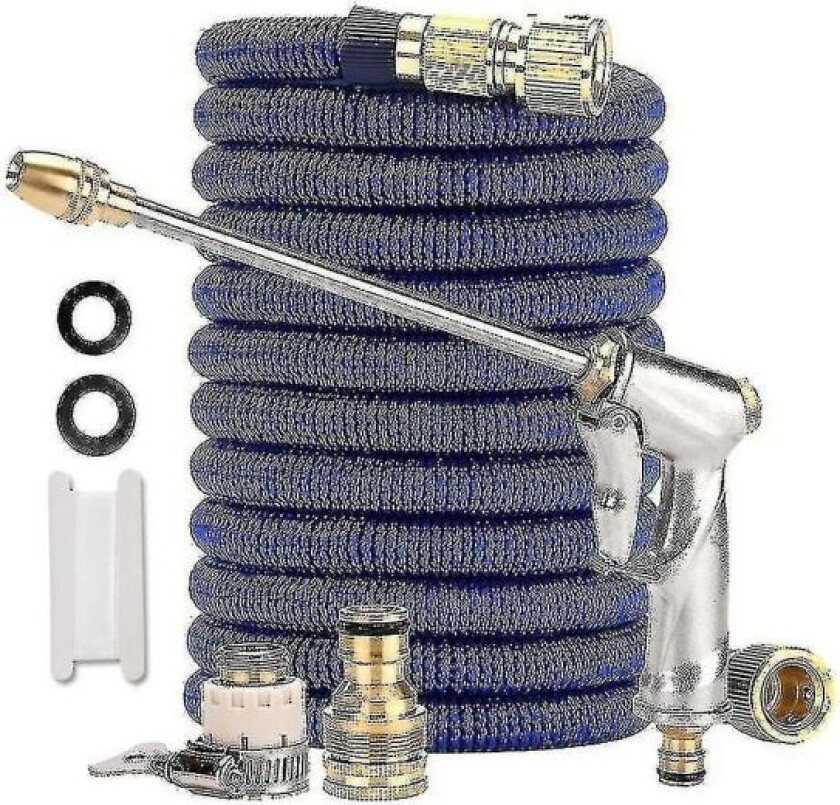Utvidbar hageslange, fleksibel innfellbar vannslange, utendørs hageslange, for vanning av plen og bilvask (Størrelse: 30m)