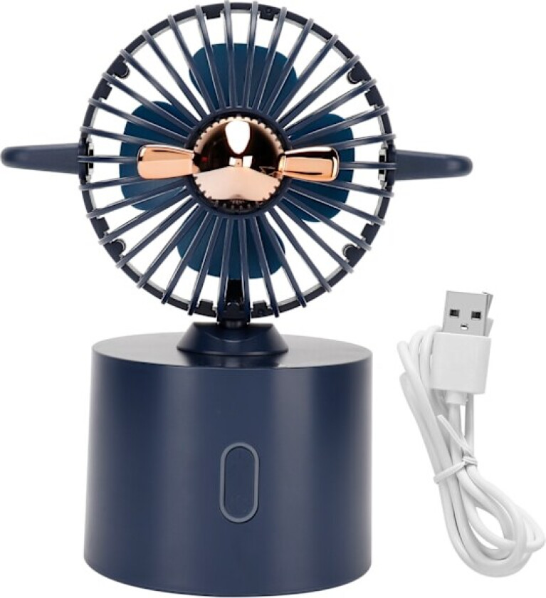 Flyvende Mini-Vifte med Oscillerende Funksjon, USB-Lading, Bærbar Håndholdt Vifte for Sommer, Hjem, Kontor - Blå