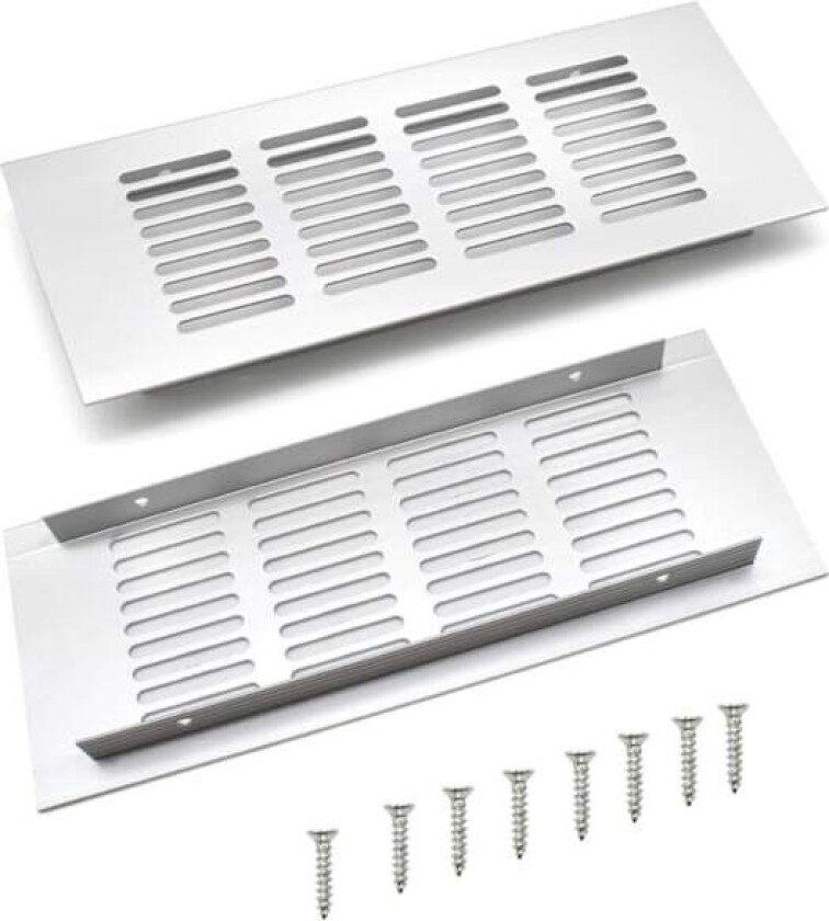 2 stk Luftventilristdeksel, 200 mm Svart Kvadratisk Aluminiumslegering Svart Ventildeksel for Skap Garderobe Ventilasjon Silver 200mm