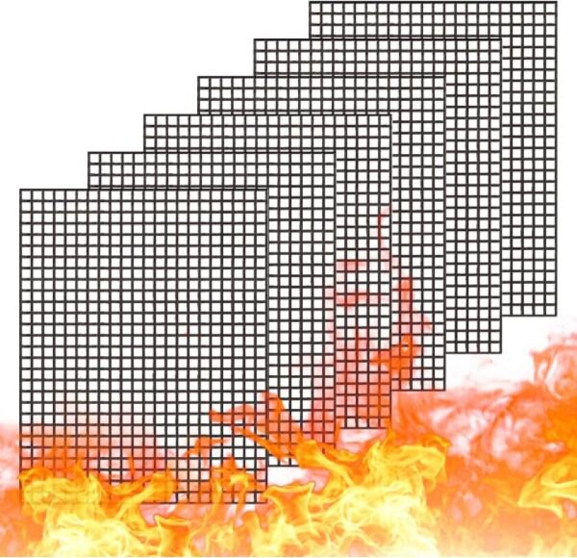 Bilde av 6 stk grillrist, gjenbrukbare non-stick bakeplater grillmatter for grilling av kjøtt, grønnsaker, 40 x 33 cm