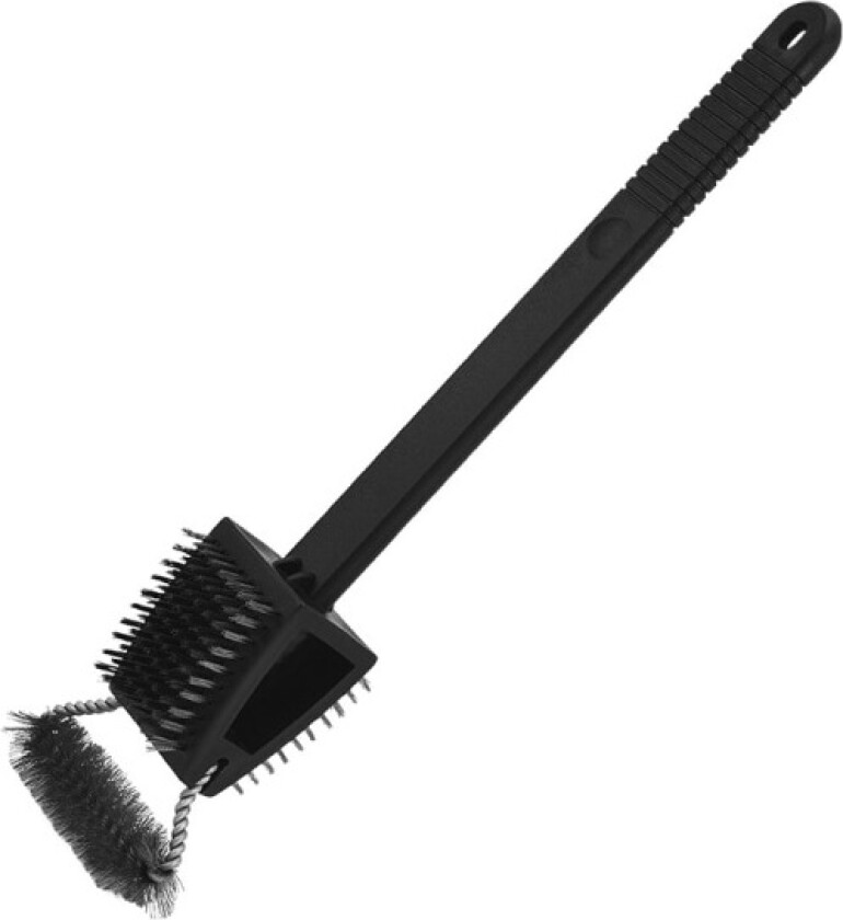 BBQ grillbørste, rund børste og glatt børste, krøllet tråd, hengende løkke, miljøvennlig, svart