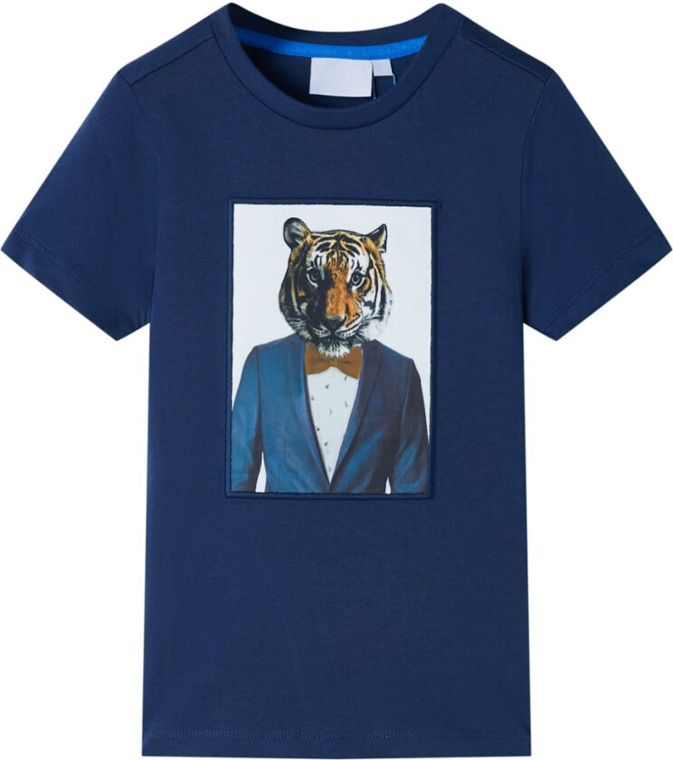 T-skjorte for barn med korte ermer mørkeblå 128