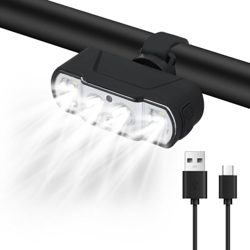 500 Lumen LED Sykkellykt, Smart Sensor Vanntett Sykkellys, USB-C Oppladbart Batteri med Høy Kapasitet