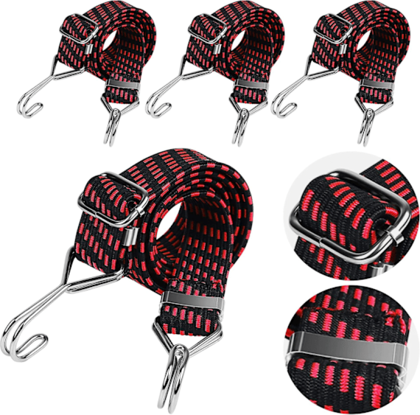 4 stk 1m Heavy Duty Stropper Tau Flat Bungee Cord For Sykkel Bagasjebrett Festinger