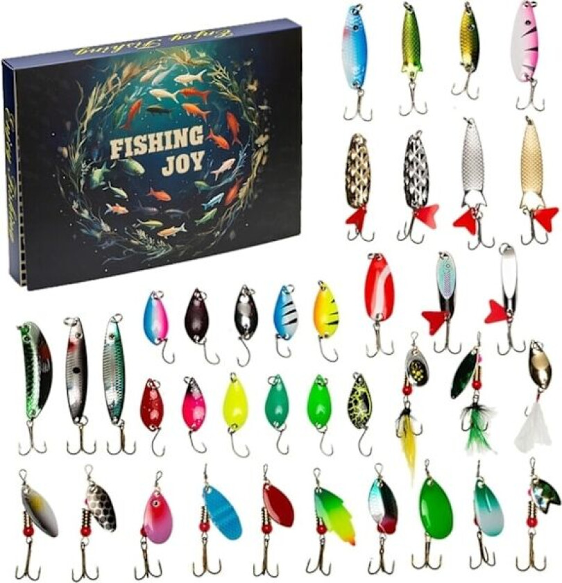 Jul 2024 Fiske Adventskalender - Fiskebeten Sett, Fiskeutstyr for Voksne Menn Gutter, Fisketilbehør Tilfeldig Farge (30stk)