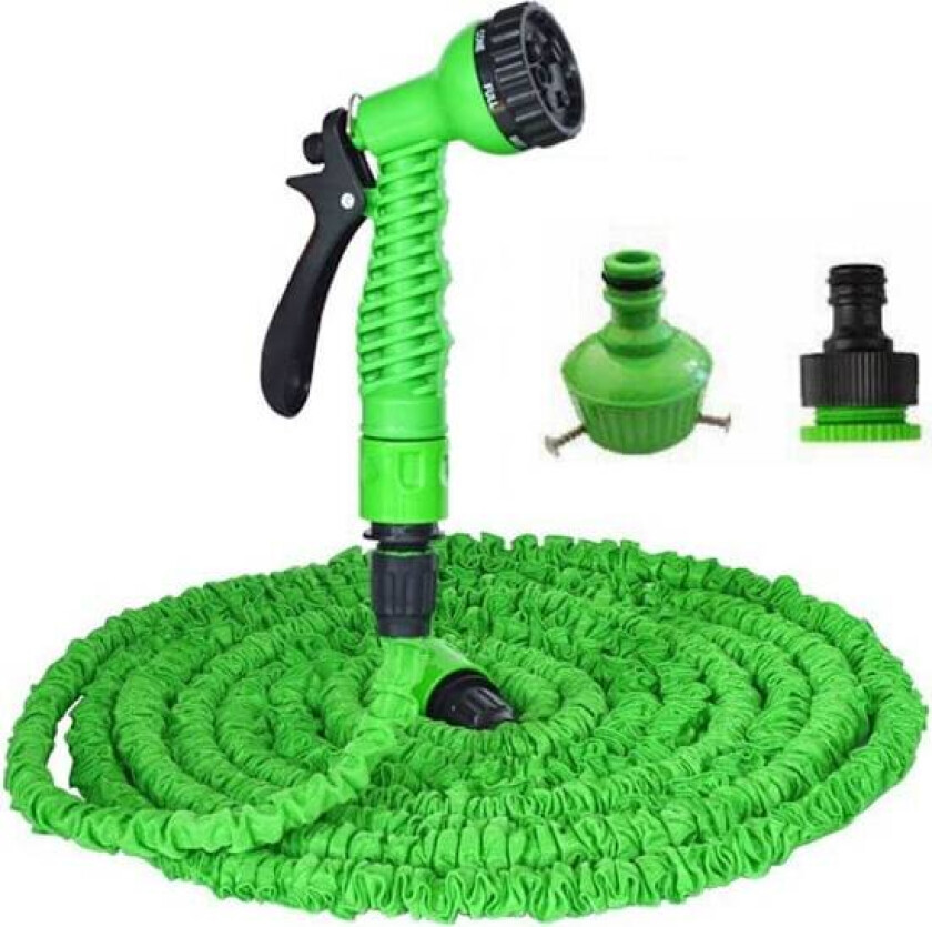 Hageslange, 25 fot utvidbar hageslange med hurtigkobling for vannslange, ekstra sterk stoffbeskyttelse