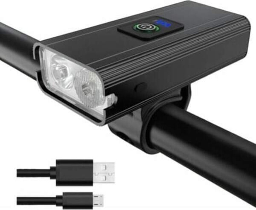 Oppladbar frontlykt for sykkel, 800 lumen sykkellykt med 4 timers driftstid (svart)