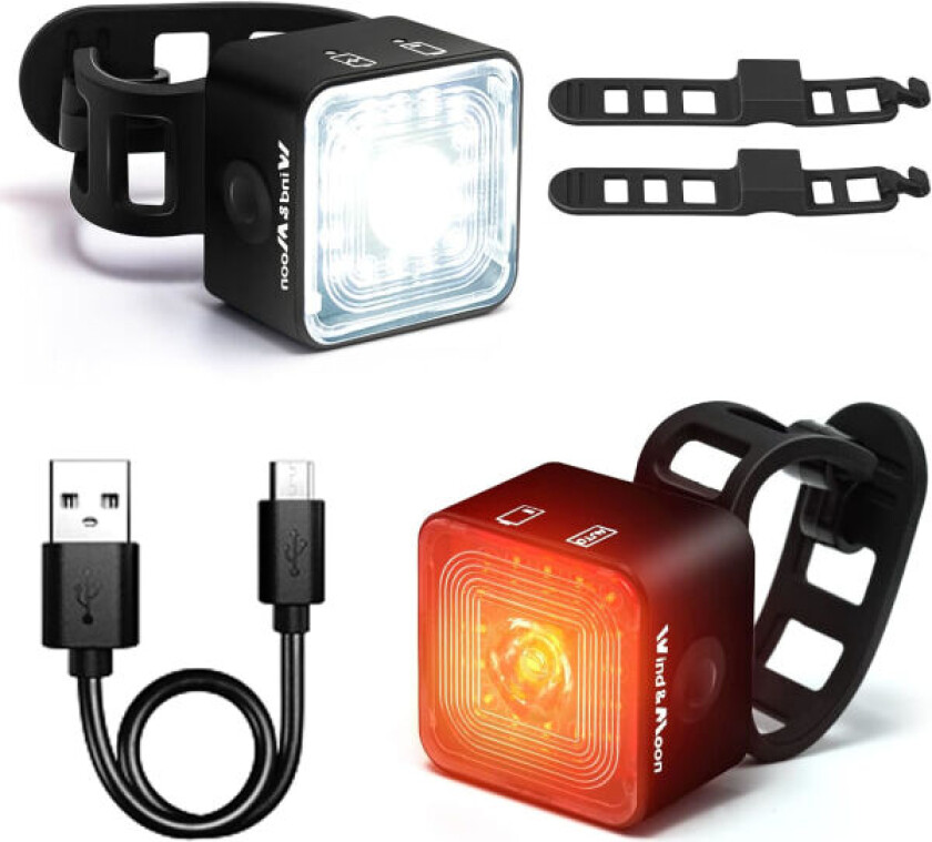 Sykkellykt, USB-lading foran og bak, 5 lysmoduser