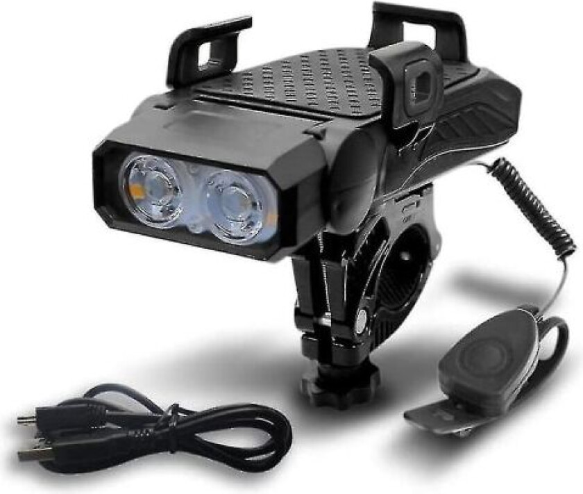 Sykkel Lykt Sett Usb Oppladbar Super Lys Sykkel Frontlys Led Vanntett Sykkellykt 6 Lyd Moduser Horn 5 Lys Modus (svart)