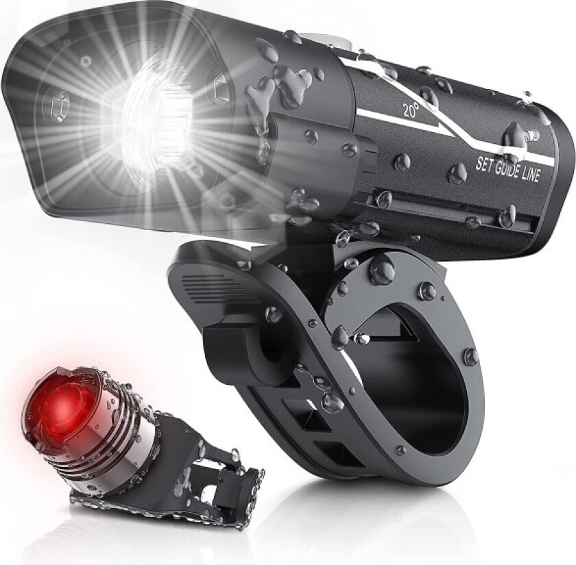 USB-oppladbar sykkellykt 1000 lumen, superlys 3 LED-sykkellykt