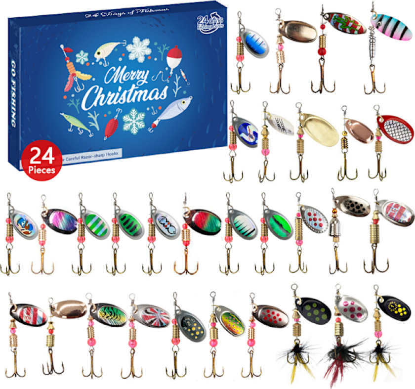 2024 Fiskebete Adventskalender, Fiskeutstyr Adventskalender - Fiskebete Adventskalender | Fiske Jul Nedtelling Fiskebete Sett