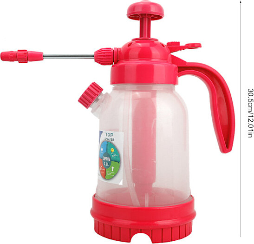 1,8L Trykksprøyte for hage, kjemisk sprøyteflaske, hageverktøy (rosarød)