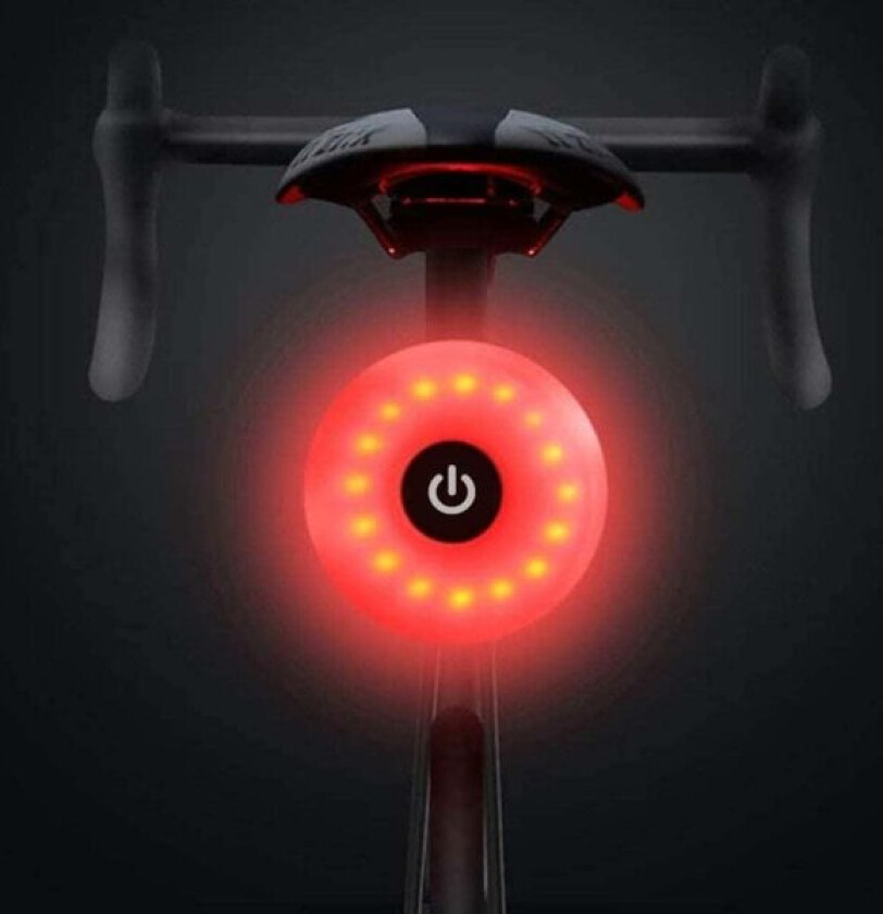 Sykkellykt, vanntett advarsel LED USB oppladbar 5 moduser baklys blå