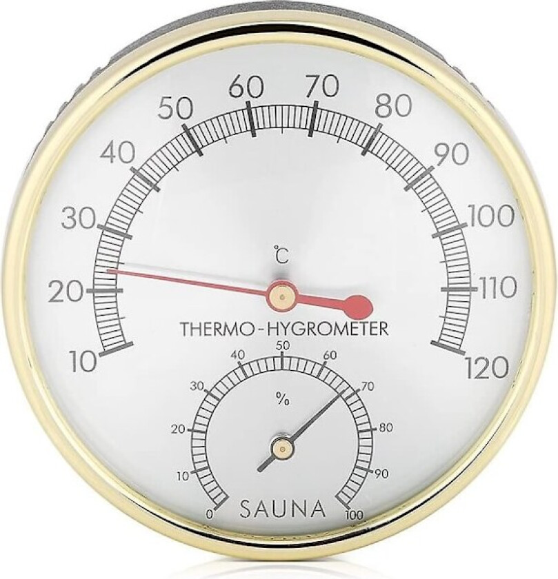 Saunatermometer, Metallisk Skive Termometer Hygrometer Hygrometer-Termometer for Saunarom