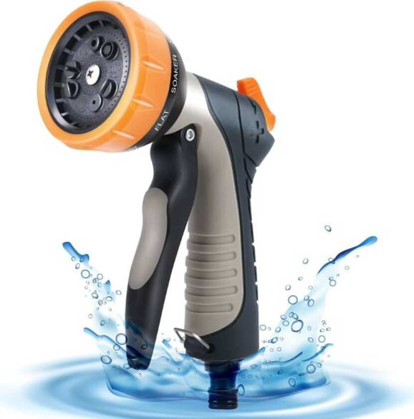 Hageslange Spray Gun - 9 Justerbare Mønstre Vannslange Sprayer Dyse Heavy Duty Slangehode Pistol for Bilvask, Hagedusj og Kjæledyr