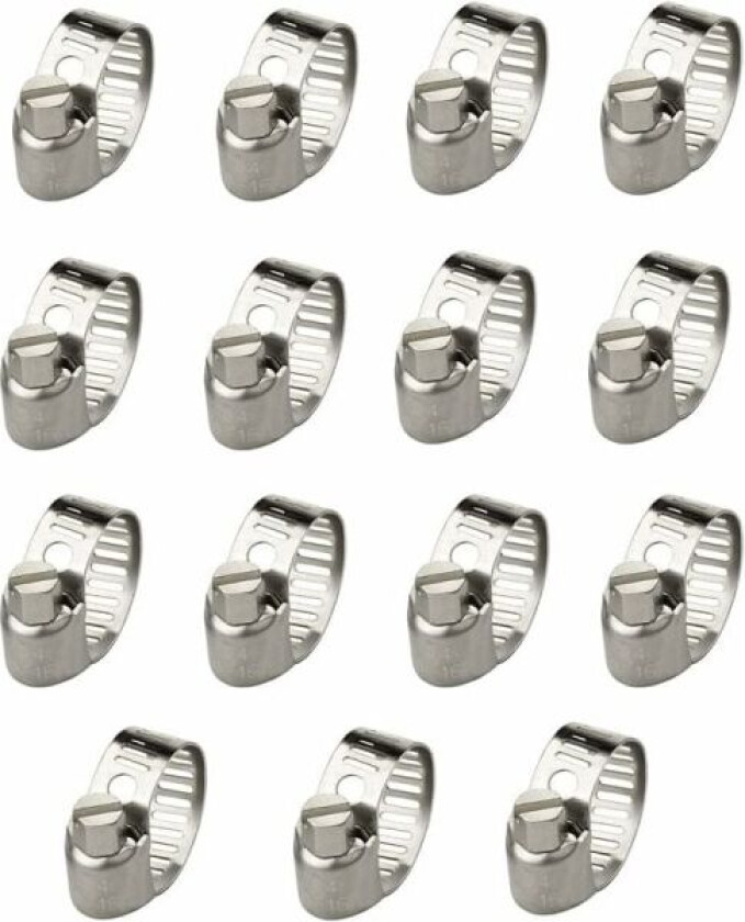 15 stk Triomphe justerbar slangeklemme i rustfritt stål