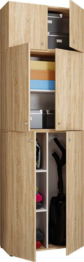 LonaXXL garderobeskap 6 dører eik dekor.