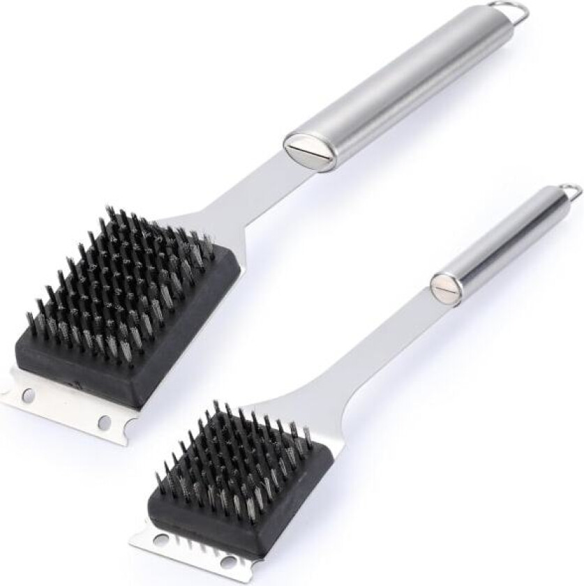 2-pak grillbørste og skrape, 16,5 tommer og 14 tommer grillbørste av ståltråd, 304 rustfritt stål rengjøringsbørste grilltilbehør