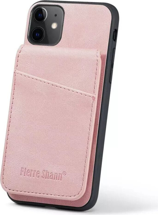 iPhone 11 Skinndekket Plast Deksel med Kortholdere og Stativfunksjon - Rosa