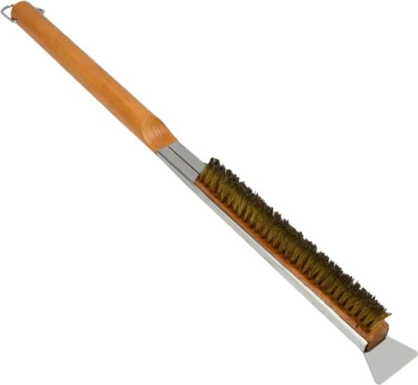 Pizzaovnsbørste, kobbertrådbørste for rengjøring av pizzastein med skrape, tilbehør til utendørs pizzaovn