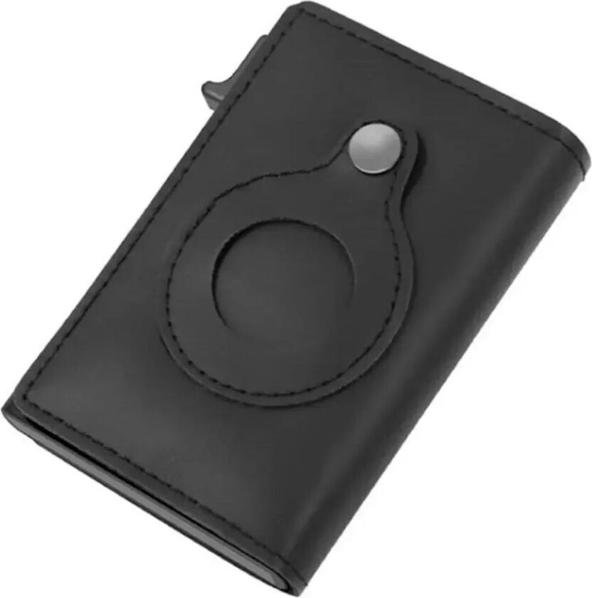 Pop Up Skinnkortholder m. Innebygd Holder for AirTag - Svart
