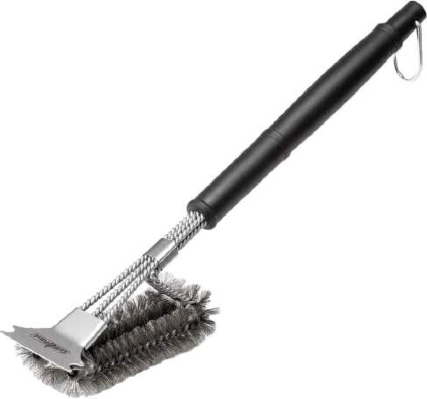 Premium grillbørste med rustfrie stålbørster, 45 cm - for grillrist, grillristbørste med langt trippelbørstehode og skrape