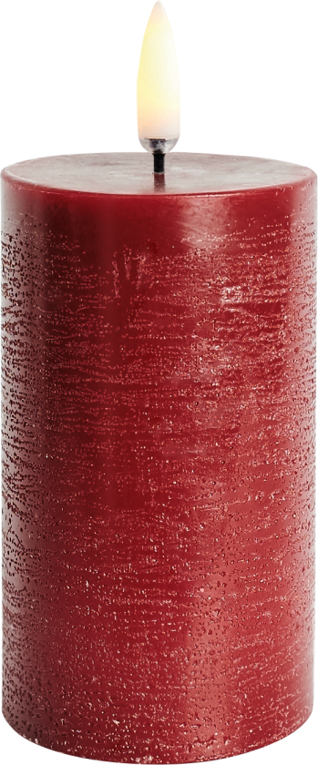 - LED pillar candle - Carmine red, Rustic - 5,8x10 cm (UL-PI-CR06010)
